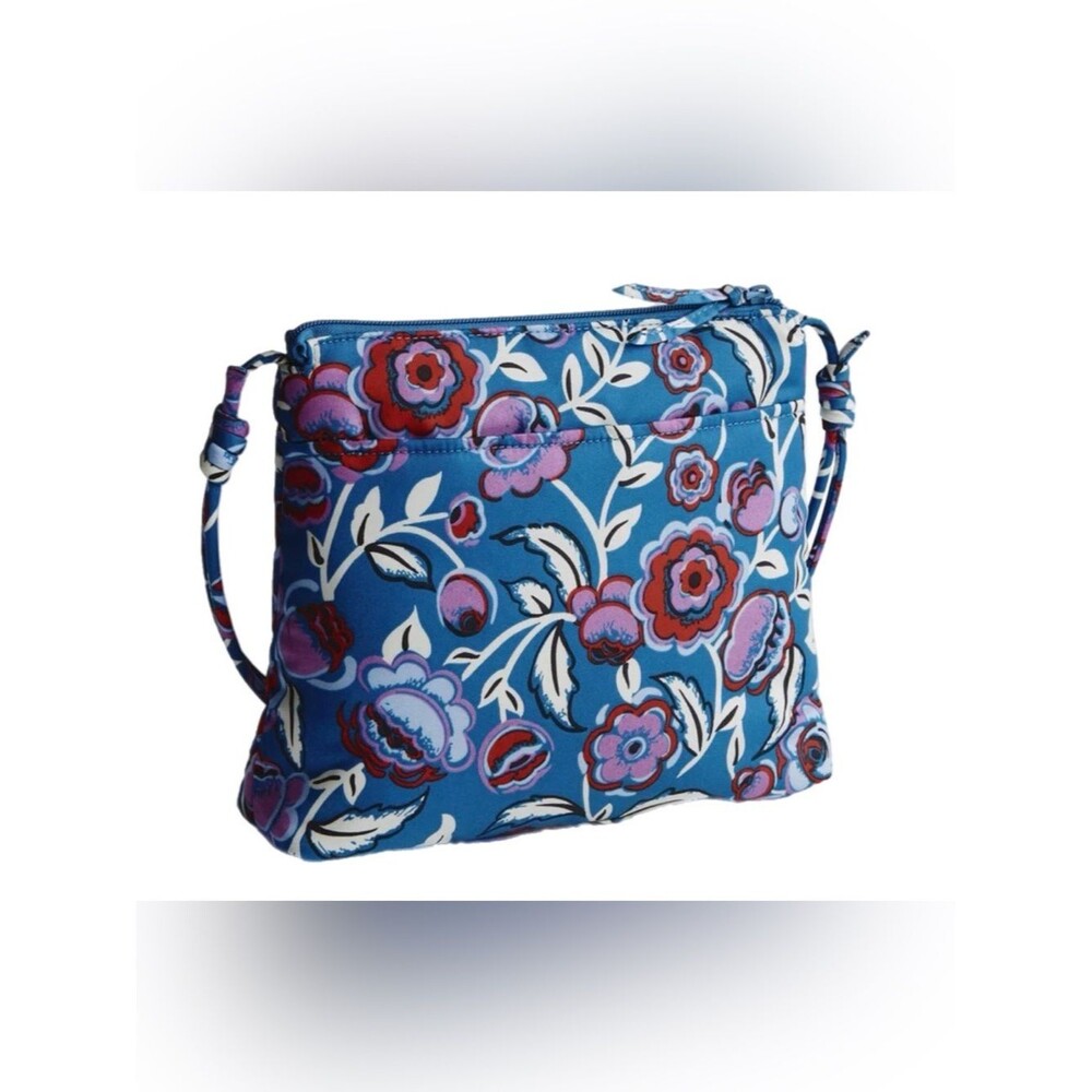 Vera Bradley Original Hipster in Bubbly Flowers Blue Nylon - Picture 2 of 5